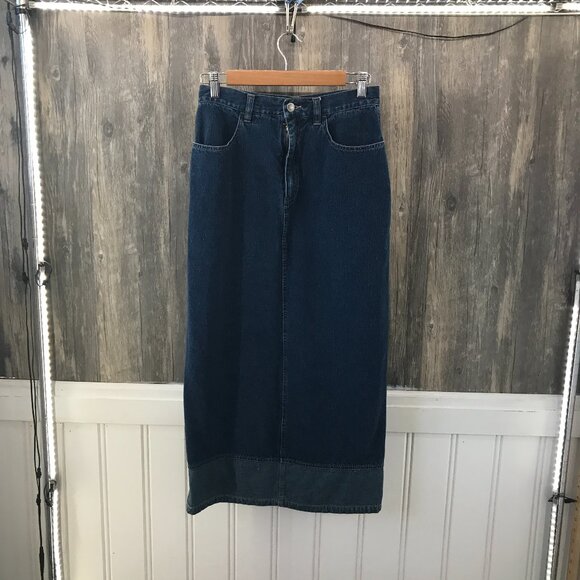 vintage Riveted by Lee long 100% cotton denim maxi skirt size 8 - Picture 1 of 5